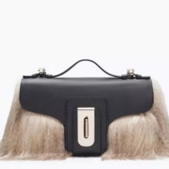 zara faux fur bag